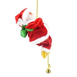 Santa Climbing Beads Battery Electric Climb & Down with Light Music Christmas Decor