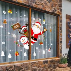 2024 Merry Christmas Home Decoration: Wall Window Sticker Ornaments Garland, New Year Festoon 2023 Noel