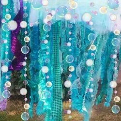 Under The Sea Party Decor: Colorful Bubble Garlands, Ocean Themed Circle Hanging Banner - Mermaid Birthday Party Favor