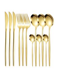 12pc Stainless Steel Cutlery Set: Portugal Steak Knife, Fork, Dessert Spoon, Coffee Spoon