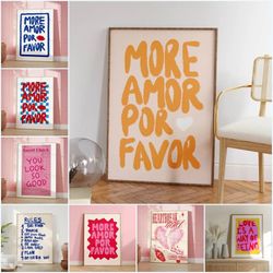 Maximalist Love Quote Canvas Poster: Be Kind, More Amor, You Looks So Good - Wall Art for Living Room Decor