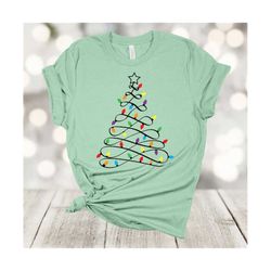 Christmas Light Tree, Christmas Tree, Christmas Shirt, Holiday Tee Shirt, Premium Soft Unisex Tee, Plus Size 2x, 3x, 4x
