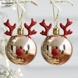2pcs Elk Christmas Balls Ornaments Xmas Tree Hanging Bauble Pendant Decorations for Home New Year Party Navidad 2022