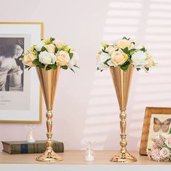 Metal Flower Stand Table Vase Centerpiece Wedding Decor Gold-Plated Trophy Candle Holder