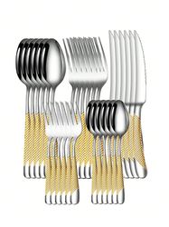 6/30pc Stainless Steel Star Drill Cutlery Set for Kitchen & Dining