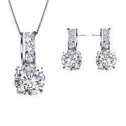 Wholesale European 925 Sterling Silver Jewelry Sets with Rainestone Pendant Necklace/Earrings for Women