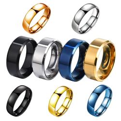 6-8mm Matt Stainless Steel Titanium Rings: Simple Design, Gold/Silver/Black/Blue Men's & Women's Jewelry Gifts