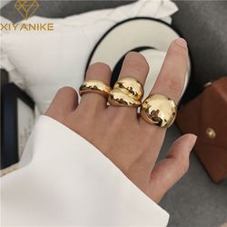 XIYANIKE Minimalist Silver & Gold Rings for Women & Couples | Trendy Geometric Punk Party Jewelry