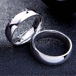 Simple Promise Ring in Gold & Silver Stainless Steel - Unisex Wedding Fashion Jewelry for Men & Women
