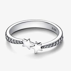 European S925 Sterling Silver Star Ring with Sparkling Clear Pave AAA CZ - Perfect Women's Jewelry for Birthday, Wedding