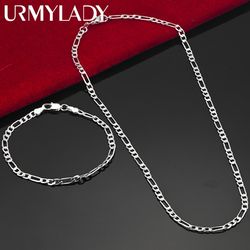 New Arrival: 925 Sterling Silver 4MM Chain Set for Men and Women - Bracelet, Necklace & Jewelry for Christmas Gifts, Wed