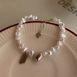Women's Fashion 925 Sterling Silver Heart Pearls Knot Bracelet - Luxury Jewelry Gift