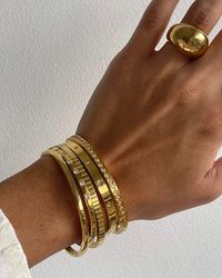 gold color punk bangles: trendy stainless steel bracelets for women & men | bohemian jewelry accessories | wholesale gif