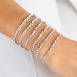 Rose Gold Tennis Chain Bracelet with Small Cubic Zircon Crystals: Elegant Women's Fashion Jewelry for Wedding, Party & G
