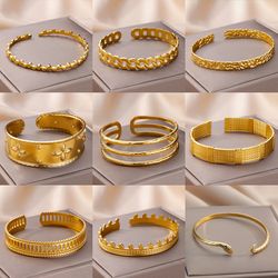 2024 luxury gold stainless steel jesus bangles for women - free shipping | elegant jewelry bracelets for women, pulseras