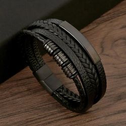 Men's Hand-Woven Leather Bracelet: Classic Multi-Layered Style for Fashionable Wholesale Dropshipping Jewelry