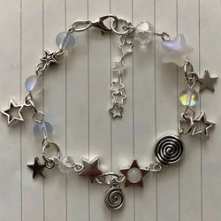 Handmade No. 8 Ball Star Beaded Bracelet: Coquettish Y2K Gothic Style
