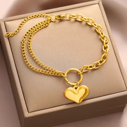 Stainless Steel Heart Pendant Baroque Style Bracelets: Romantic Kpop Couple Jewelry & Y2K Accessories for Women