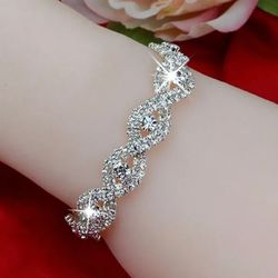 Elegant Delysia King Luxury Bracelet for Women with Unlimited Rhinestones - Silver Wrist Chain Perfect for Birthday Gift