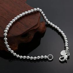 Elegant 4MM Gold and Silver Beaded Chain Bracelet for Women - High-Quality, Gorgeous Jewelry H198
