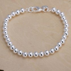 Sterling Silver Bracelets for Women: Fashion Charm Jewelry with 6MM Beads - Lady Wedding Chain at Factory Price with Fre