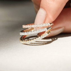 2mm Trumium 925 Sterling Silver Women's Ring with Zircon Half Eternity Stackable Design - Ideal for Wedding & Anniversar