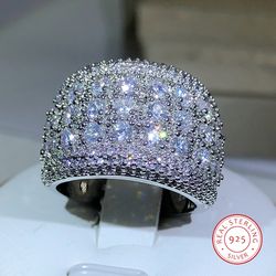 Sparkling 925 Sterling Silver Engagement Ring for Women - Luxury Round Zircon Jewelry