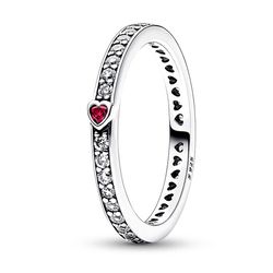Stunning CZ Sterling Silver Red Heart Ring for Women - Perfect Gift for Birthday, Wedding, or Any Occasion!