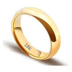 18K Gold-Plated Stainless Steel Ring - Silver Color Anillos Mujer Wedding Ring | Bague Femme Acier Inoxydable - 4mm