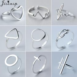 Silver Geometric Rings: Adjustable Minimalist Jewelry for Women