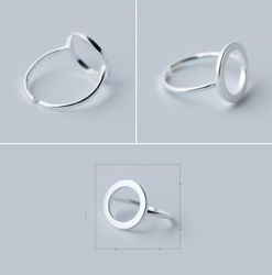 Jisensp Silver Geometric Rings: Minimalist Jewelry for Women - Adjustable Round, Triangle, Heartbeat Designs | Bague Fem