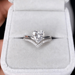 2023 Fashion Bridal Engagement Ring Set: Delicate Silver Heart Rings with White Zircon Stones - Perfect Wedding Jewelry