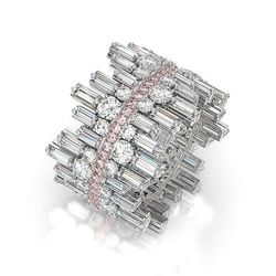 Huitan Stunning Silver Cubic Zirconia Wedding Ring | Unique Irregular Design | Trendy Jewelry for Women | Size 6-10