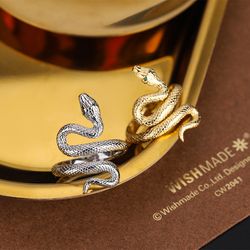 Shop Exquisite 925 Sterling Silver Gold Snake Rings for Women – Perfect for Wedding & Engagement | Vintage Silver Jewelr