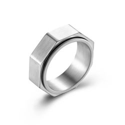 Hexagon Titanium Steel Spinner Ring: Relieve Anxiety, Decompression, Silver & Gold Options