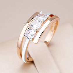 Exquisite Kinel 585 Rose Gold Silver White Zircon Rings: Perfect for Wedding & Daily Wear