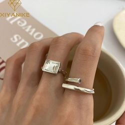 Stunning Square Zircon Cross Opening Ring - Silver Color | Wholesale Party Jewelry
