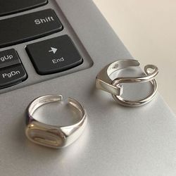 Trendy Korean Style Silver Rings: Adjustable & Asymmetric Designs for Women | Unique Geometric Jewelry Gifts - LIVVY
