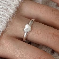 B.F. CLUB 925 Sterling Silver Heart Stone Ring: Vintage Handmade Jewelry for Women, Perfect Party & Birthday Gift, Aller