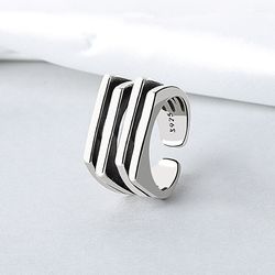 Trendy Vintage Party Accessories: LIVVY Multilayer Silver Geometric Rings for Women – Perfect Gifts!