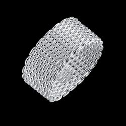 925 Sterling Silver Simple Net Rings for Women and Men - Fashionable Vintage Wedding Gifts in Sizes 6-10