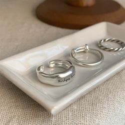 Handmade 925 Sterling Silver Retro Letter Rings: Geometric Fashion Jewelry for Women - Allergy-Free Gifts for Parties