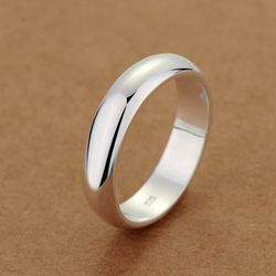 4mm Glossy Stainless Steel Couple's Wedding Bands in Silver - Ideal Engagement Gift