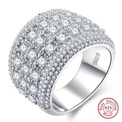 Summer Sale: Sparkling Pure 925 Sterling Silver Wide Rings for Women - AAA CZ Crystal Wedding & Engagement Jewelry