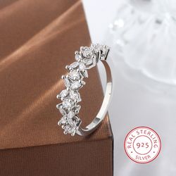 Luxury Natural Diamond Stone Ring: Sterling Silver Engagement & Vintage Wedding Rings for Women