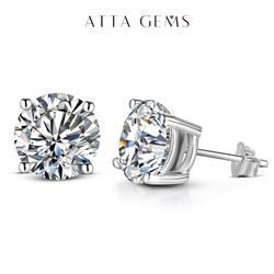 2 Carat D Color Moissanite Stud Earrings - Top Quality 925 Sterling Silver Wedding Jewelry for Women