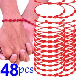 Handmade 7-Knot Red String Bracelets for Couples: Protection, Luck & Success Amulets
