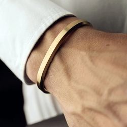Men's Luxury Stainless Steel Cuff Bracelet: Matching Charm Jewelry Gift for Couples - Elegant Men's Jewellery Pulsera Ho