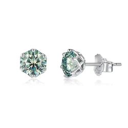 925 Sterling Silver 1CT Green Moissanite Diamond Earrings - PuBang Fine Jewelry Wholesale for Women and Men