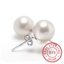 925 Sterling Silver Freshwater Cultured Pearl Stud Earrings: 6mm/8mm/10mm for Women - Ideal Gift Jewelry
